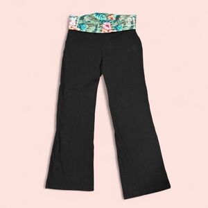 Victoria Secret Pink Floral Foldover Wide Leg Yoga Pants with Rhinestone Logo